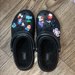 Black crocs with Fun Charms